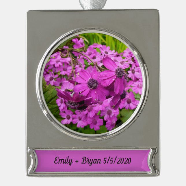 Purple Flowers from San Francisco Silver Plated Banner Ornament (Front)