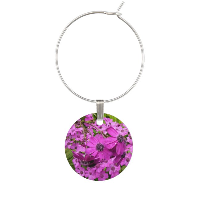 Purple Flowers from San Francisco Wine Glass Charm (Front)
