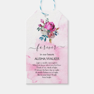Purple Flowers Funeral Memorial Gift Tags