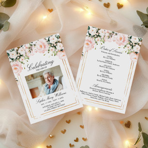 Purple Flowers Funeral Order of Service  Program