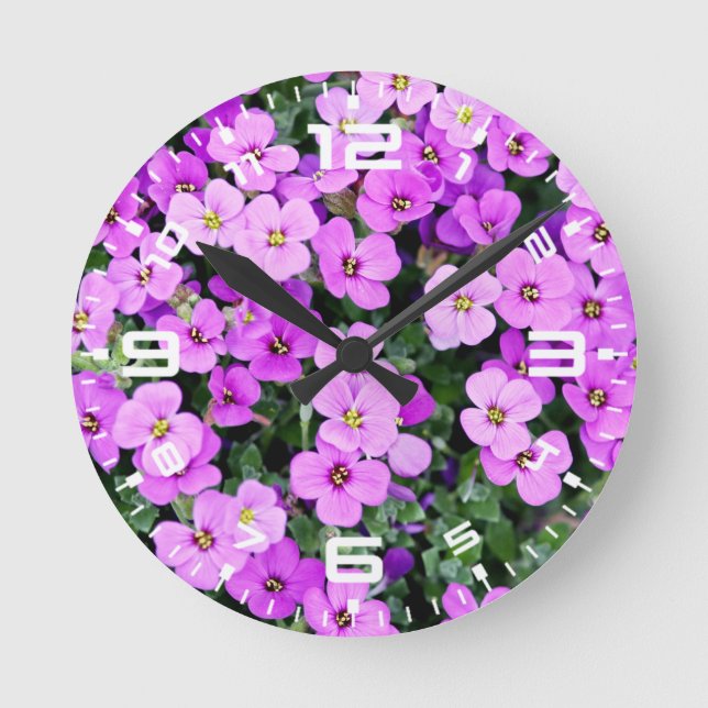 Purple Flowers Garden-22195 Round Clock (Front)