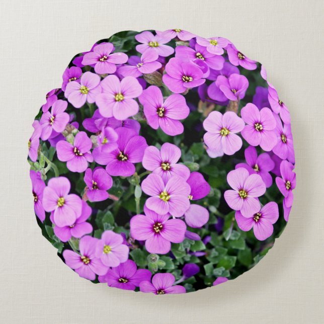 Purple Flowers Garden-22195 Round Pillow (Front)