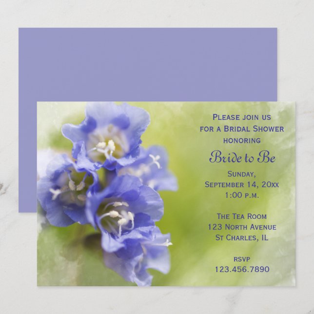 Purple Flowers Garden Bridal Shower Invitation (Front/Back)