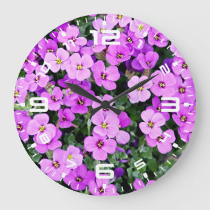 Purple Flowers Garden Large Clock