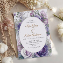 Purple Flowers Garden Wedding Invitation