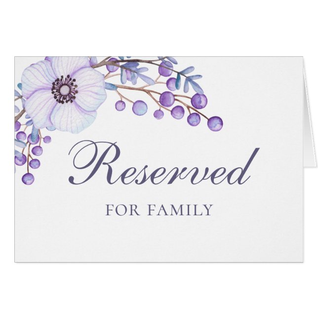 Purple flowers. Garden wedding reserved sign (Front Horizontal)