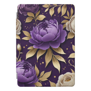 Purple Flowers Gold Leaves iPad Pro Cover