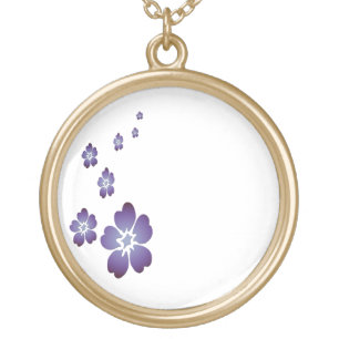 Purple Flowers Gold Plated Necklace
