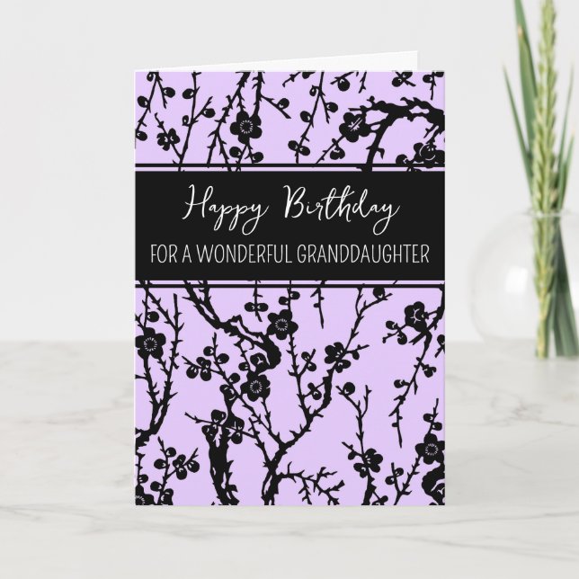 Purple Flowers Granddaughter Birthday Card (Front)