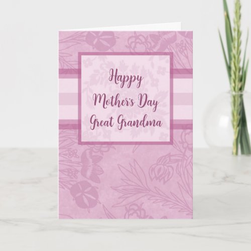 Purple Flowers Great Grandma Happy Mothers Day Card