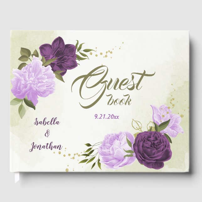 purple flowers green leaves  guest book (Front)