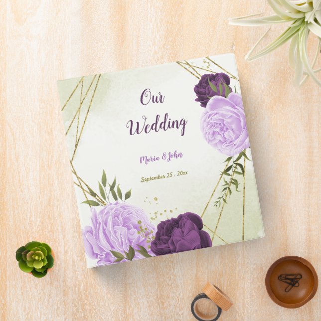 purple flowers green leaves photo album 3 ring binder (In Situ)
