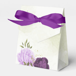 purple flowers green leaves wedding favor boxes