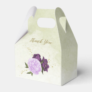 purple flowers green leaves wedding favor boxes