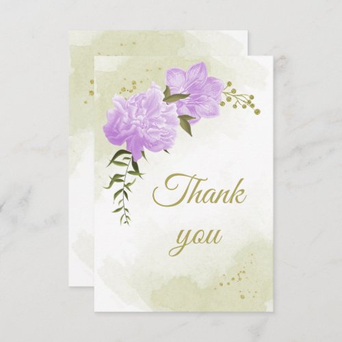 purple flowers greenery botanical thank you card