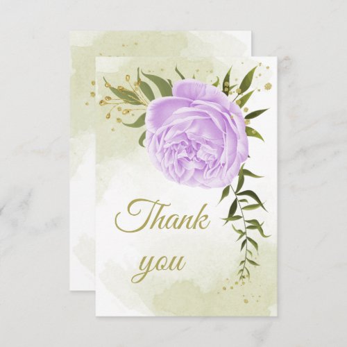 purple flowers greenery botanical thank you card