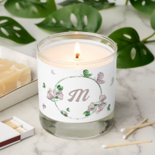 purple flowers greenery butterflies wedding scented candle