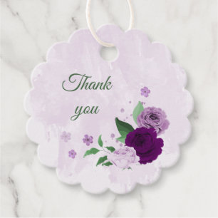 Purple flowers greenery wedding favor tags