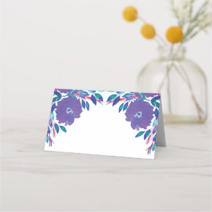 Purple Flowers Handpainted Place Card