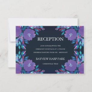 Purple Flowers Handpainted Reception Card