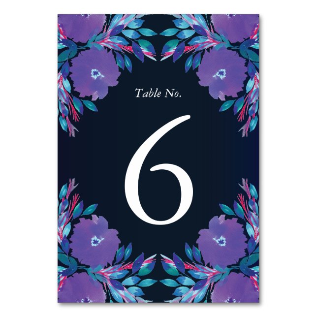 Purple Flowers Handpainted Table Number (Front)