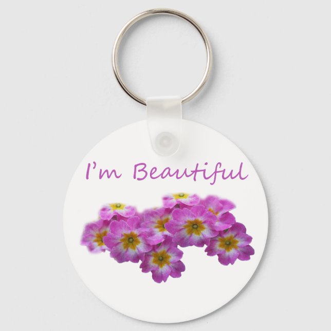 Purple flowers, I'm beautiful Keychain (Front)