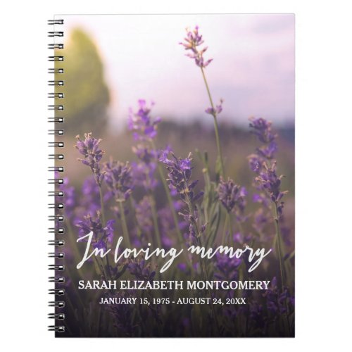 Purple Flowers  In Loving Memory Guest Book