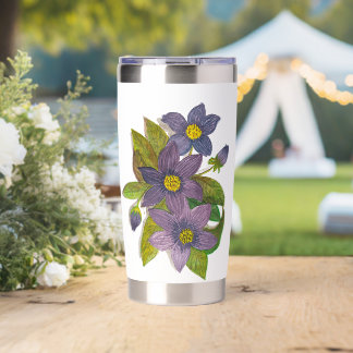 purple flowers insulated tumbler