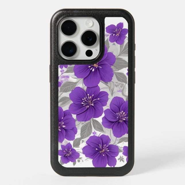 "Purple Flowers" iPhone 15 Pro Case (Back)