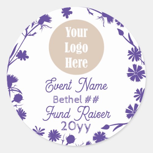 Purple Flowers Jobs Daughters Party Favor Logo Classic Round Sticker