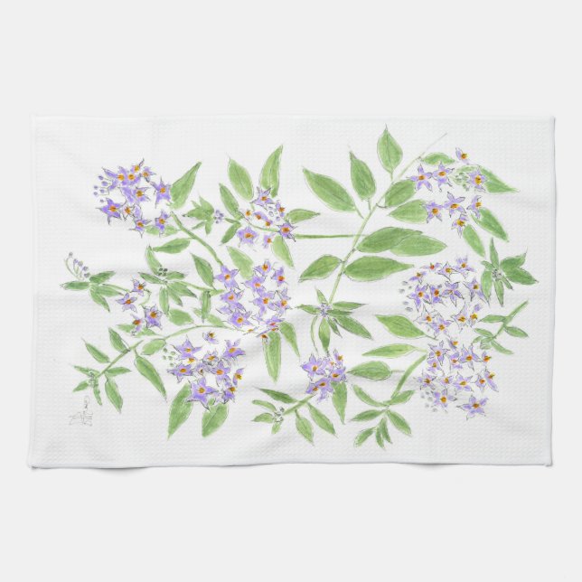 Purple flowers  kitchen towel (Horizontal)