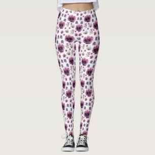 purple flowers leggings