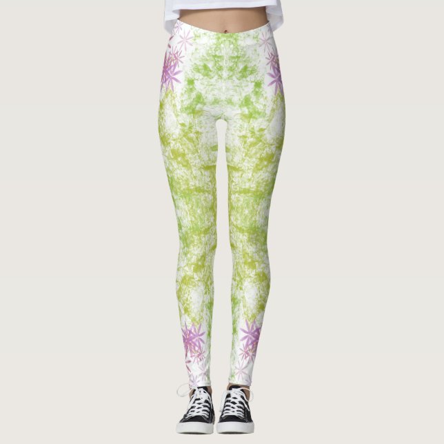 Purple Flowers Leggings (Front)