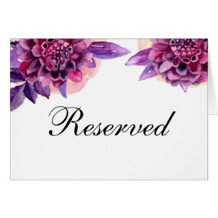 Purple flowers. Lilac floral wedding reserved sign Cards