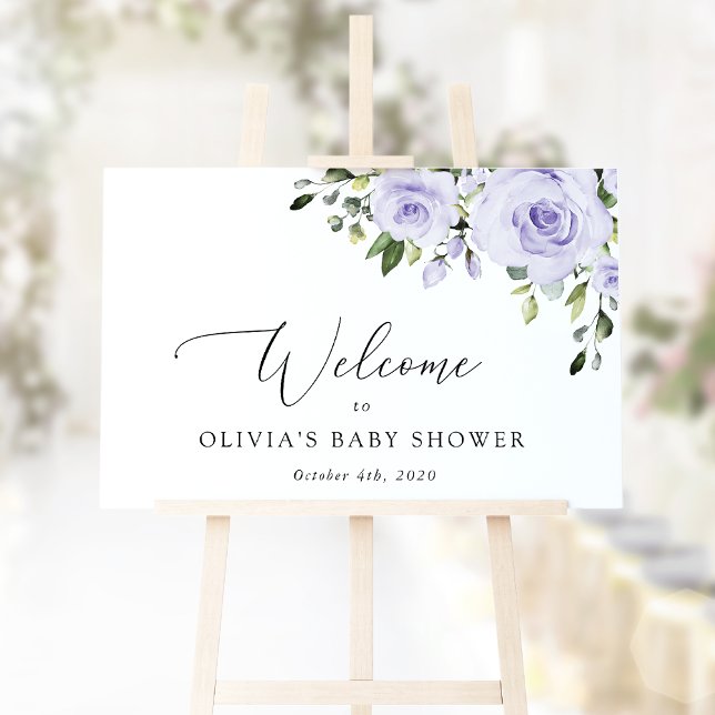 Purple Flowers, Lilac Flowers, Baby Shower Welcome Sign (Creator Uploaded)
