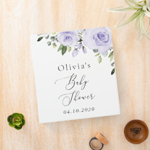 Purple Flowers, Lilac Flowers, Boho, Baby Shower 3 Ring Binder