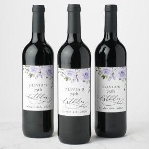 Purple Flowers, Lilac Flowers, Boho, Birthday Wine Label