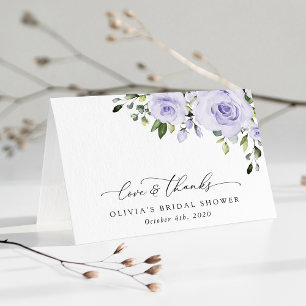 Purple Flowers, Lilac Flowers, Boho, Bridal Shower Letterpress Thank You Card