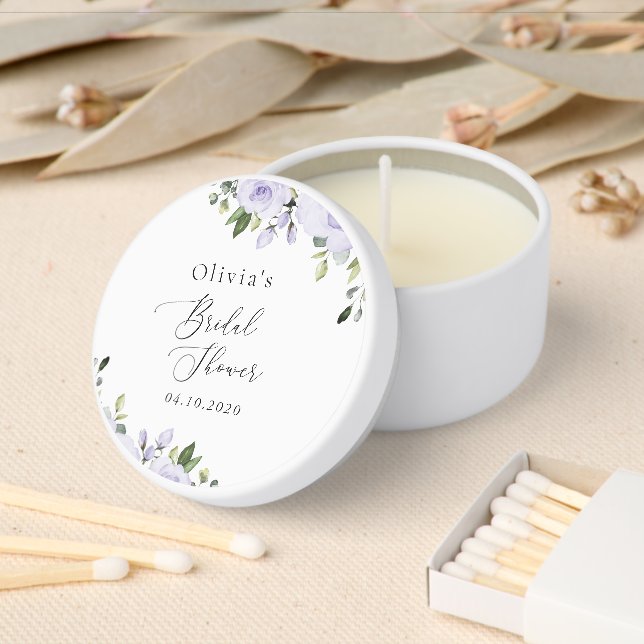 Purple Flowers, Lilac Flowers, Boho, Bridal Shower Mini Candle Favors (Insitu)