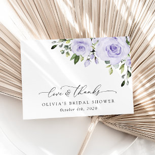Purple Flowers, Lilac Flowers, Boho, Bridal Shower Thank You Card