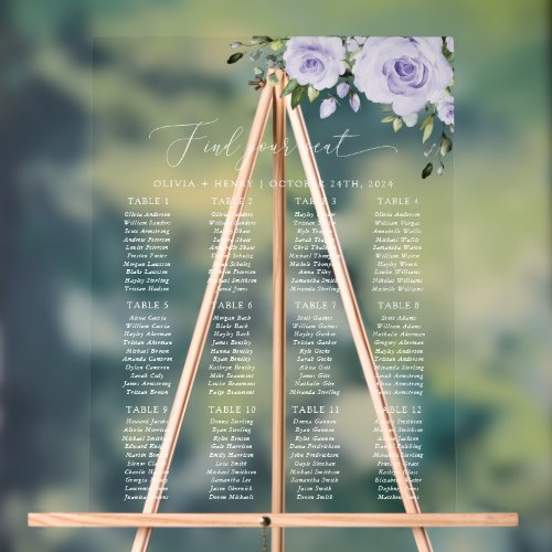 Purple Flowers Lilac Flowers Boho Seating Chart