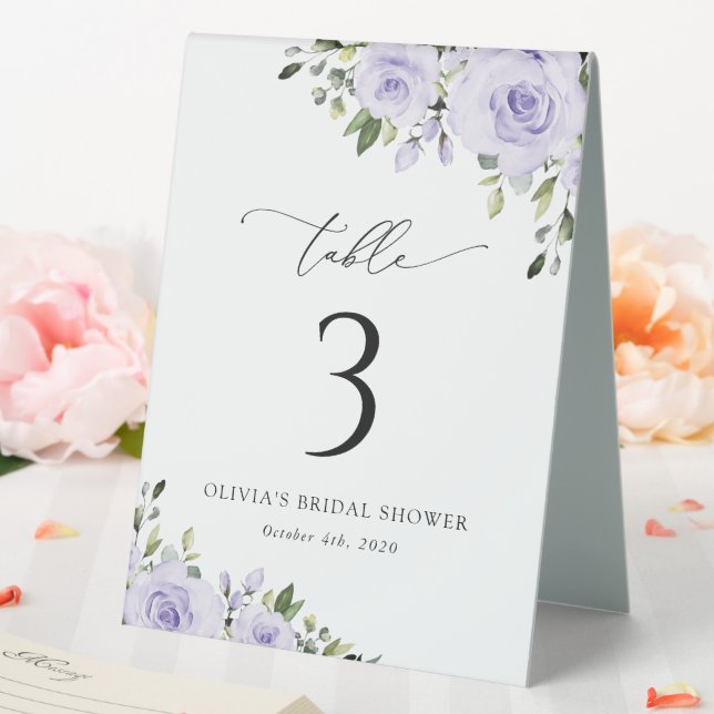 Purple Flowers, Lilac Flowers, Boho, Table Numbers Table Tent (In SItu (Wedding))