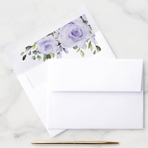 Purple Flowers Lilac Flowers Floral Wedding Envelope Liner