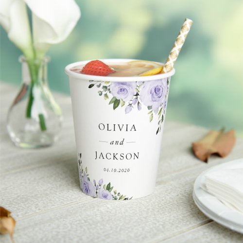 Purple Flowers Lilac Flowers Floral Wedding Paper Cups