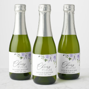 Purple Flowers, Lilac Flowers, Floral Wedding Sparkling Wine Label