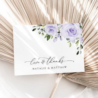 Purple Flowers, Lilac Flowers, Floral Wedding Thank You Card