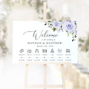 Purple Flowers, Lilac Flowers, Wedding Timeline Sign