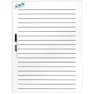 Purple Flowers Lined Dry Erase Board