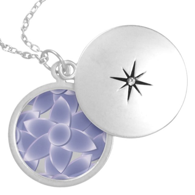 Purple flowers locket necklace (Front)