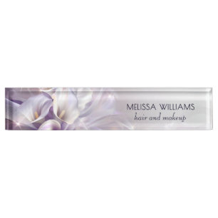 Purple Flowers Luxury Desk Name Plate